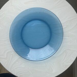 ⭐️$5 when bundled⭐️ VINTAGE Anchor Hocking Co denim BLUE GLASS DINNER PLATE 10”
